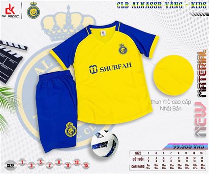 Áo Bóng Đá Trẻ Em CLB Al Narrs Vàng Thun Mè 2022-2023